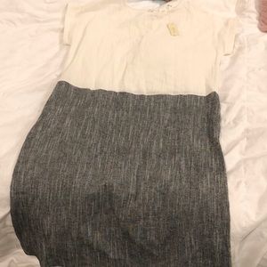 Grey and cream color block dress